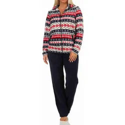 Normann Relaxanzug Damen Hausanzug aus Coralfleece in wunderschöner winterlichen Optik rot 36/38