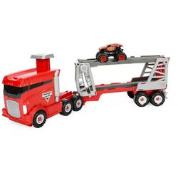 Bubble-Store Spielzeug-LKW Monster Jam Spielzeug, (Druckbutton für Truck-Blitzstart), LKW Anhänger 2-stöckiger Ladefläche und Monster Truck