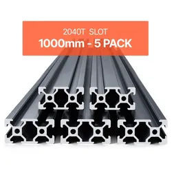 VEVOR 5er Set Aluprofil 1000 mm T-Nut 2040 Aluminium-Strangpressprofil, eloxierte Linearschiene nach europäischem Standard, Nutenprofil für 3D-Drucker, CNC-Maschine DIY, Lasergravur, Schwarz