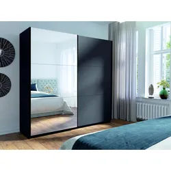 Raumhirsch Furniture Kleiderschrank Garderobenschrank, Schwebetürenschrank, Schrank mit Spiegel (Maße: 150,6 x 55,3 x 207 cm, einfache Montage) 1 Kleiderstange, 5 Einlegeböden, Schiebetüren, Spiegel 151 cm x 207 cm x 55 cm