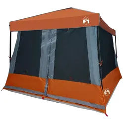 vidaXL Kuppelzelt Camping-Zelt-Set 2 pcs Grau und Orange Taffeta und Stoff, (2 tlg) orange