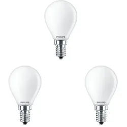 3-pack Leuchtmittel LED 4,3W Glas Krone (470lm) E14 - Philips
