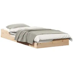 vidaXL Bett Bettrahmen Braun 80 x 210 cm Massives Kiefernholz (1-tlg) beige