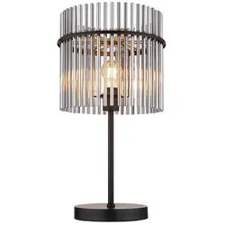 GLOBO LIGHTING Schreibtischlampe, Leuchtmittel inklusive, Warmweiß, Tischlampe Beistellleuchte Glasstäbe rauch klar schwarz LED H 54,5 cm grau