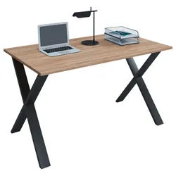 Mid.you Schreibtisch , Schwarz, Sonoma Eiche , Holzwerkstoff , rechteckig , X-Form , 80x76x140 cm , in verschiedenen Holz-Dekoren erhältlich , Büromöbel, Schreibtische, Schreibtische