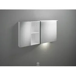 burgbad Badu Spiegelschrank mit horizontaler LED-Aufsatzleuchte, 2 Türen, 1 offenes Regal, Version rechts, mit LED-Waschtischbeleuchtung, Breite 1200mm, SFUD120RF3967G0196, Farbe: Graphit Softmatt /