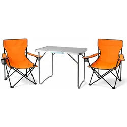 3-teiliges Campingmöbel Set orange Tisch+Campingstühle mit Tasche