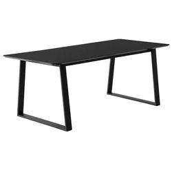 Hammel Furniture Esstisch Meza Designtisch mit Auszugsfunktion und 2 Einlegeplatten, abgerundete Tischplatte MDF, Trapez Metallgestell schwarz 210 cm x 73,5 cm x 100 cm