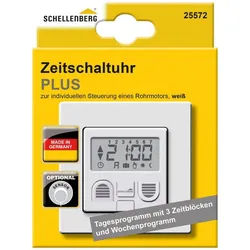 SCHELLENBERG Schalter Plus zur Rollladensteuerung von Rohrmotoren Standard und Plus (7-St), mit Display und Wandtaster, Unterputzmontage, weiß weiß