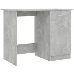 vidaXL Schreibtisch Modern mit 1 Schublade, 1 Tür 100/50/76 cm aus Holzwerkstoff Betongrau , Grau , Strukturbuche , Rechteckig,Rechteckig , 100x76x50 cm , Büromöbel, Schreibtische, Schreibtische