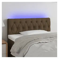 vidaXL Bett, LED Kopfteil Dunkelbraun 100x7x78/88 cm Stoff
