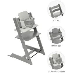 Stokke Hochstuhl-Set , Hellgrau , Holz , Buche , 83x57x46 cm , Fußstütze verstellbar, Sitzfläche verstellbar, höhenverstellbar , Baby & Kindermöbel, Babyzimmer, Hochstühle