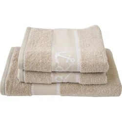 Handtuch DYCKHOFF "Maritim, Voyage", beige (greige), B:50cm L:100cm, Frottier, Obermaterial: 100% Baumwolle, Handtücher