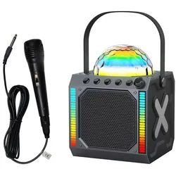 Denver BTM-618 Party-Lautsprecher 1.0 (Mono) (Bluetooth, 100 W, LED-Discolicht, Karaoke-Funktion mit Mikrofon, kompakte Bauweise) schwarz