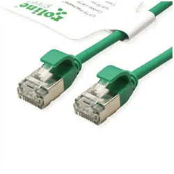 ROLINE GREEN U/FTP Patchkabel Cat.6A (Class EA) LAN-Kabel, RJ-45 Männlich (Stecker), RJ-45 Männlich (Stecker) (100.0 cm), LSOH, slim grün