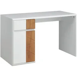 Mid.you Schreibtisch , Weiß, Eichefarben , Holz, Holzwerkstoff , Eiche , massiv , 1 Schublade(n) Schubladen , rechteckig , Wange , 58x76x121 cm , Bsci , Büromöbel, Schreibtische, Schreibtische