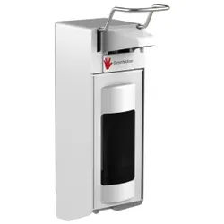 Desinfektionsmittelspender UNI-PRO 10K WV, Kunststoffpumpe, Seifen- und Desinfektionsspender ideal für die hygienische Ellbogenbetätigung, Aluminium-Gehäuse, weiß beschichtet, 1000 ml, kurzer Hebel