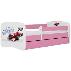Raumhirsch Furniture Kinderbett Formel 1 mit Schublade 140/70 80/61/144 , Rosa , Holzwerkstoff , Rechteckig , 70x140 cm , FSC 100% , Babymöbel & Kindermöbel, Kinderzimmer & Jugendzimmer, Kinderbetten
