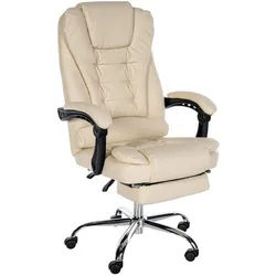 CLP Chefsessel Lederlook creme , Creme , Metall , 67x115x68 cm , Büromöbel, Bürostühle, Chefsessel