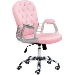 Beliani Bürostuhl Kunstleder Rosa Princess , Pink , Metall , 60x98x60 cm , Büromöbel, Bürostühle, Drehstühle