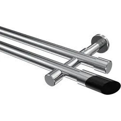 GARDINENSTANGE Prestige Verano 240 cm (geteilt in 2 x 120 cm), 2-läufig (ohne Ringe), 20 mm Ø Chrom