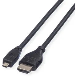 ROLINE HDMI High Speed Kabel mit Ethernet, HDMI ST - Micro HDMI ST, 2 m