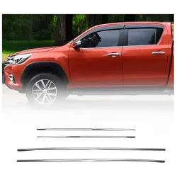 OMAC Zierleisten-Aufkleber Fensterleisten für Toyota Hilux 2015-2025 Edelstahl Chrom 4tlg, (4tlg), Langlebig,Einfache Reinigung,Einfache Installation,Rostbeständig silberfarben