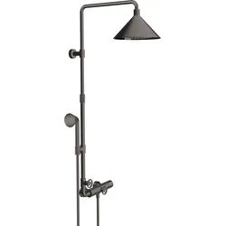 hansgrohe AXOR Starck ShowerSolutions Showerpipe mit Thermostat und 2-jet Kopfbrause designed by Front, 26020340, Farbe: Brushed Black Chrome