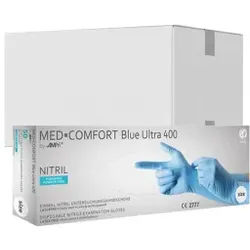 MED-COMFORT Blue Ultra 400 Nitrilhandschuhe, puderfrei, blau, Unsterile Einmalhandschuhe mit guter Griffigkeit, 1 Karton = 20 Packungen à 50 Stück, Größe XXL
