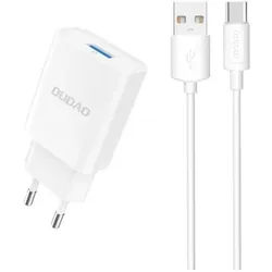 A4EU USB-A 2.1A wall charger - white + USB-A - USB-C cable