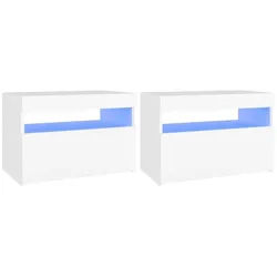 vidaXL TV-Schrank NA TV-Schränke mit LED Leuchten 2 Stk Weiß 60x35x40 cm Lowboard Lowboa weiß