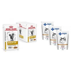 ROYAL CANIN Cat Urinary Moderate Calorie 12x85g Sauce + ENZO VET Urinary mit Rindfleisch in Gelee für Katzen 3x00g