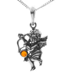OSTSEE-SCHMUCK Kette mit Anhänger Ostsee-Schmuck Kette mit Anhänger Engel Amor (2-tlg) silberfarben 45 cm