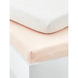vertbaudet Spannbettlaken Baby Spannbettlaken, Jersey, Jersey, 2er-Pack blau|rosa 60 cm x 120 cm