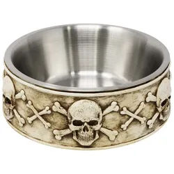 MystiCalls Futternapf Gothic Hunde Futterschüssel mit Totenköpfen - Futternapf beige