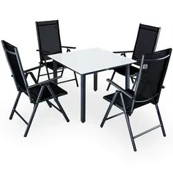 Garten-Sitzgruppe Bern 5-tlg Anthrazit Alu Milchglas