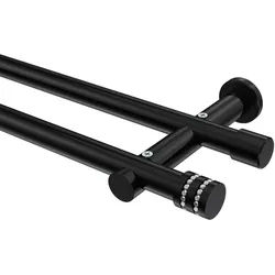 GARDINENSTANGE Platon Estana 420 cm (geteilt in 3 x 140 cm), 2-läufig (ohne Ringe), 20 mm Ø Schwarz