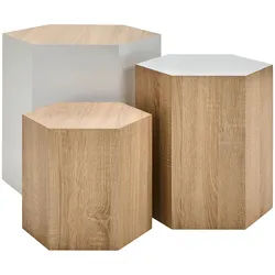 Mid.you Couchtischset , Eichefarben , Holzwerkstoff , 3-teilig , 34.5-39-50x30-40.5-45x34.5-39-50 cm , Wohnzimmer, Wohnzimmertische, Satztische