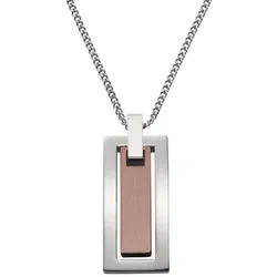 Zeeme Kette mit Anhänger Edelstahl zweifarbig 50cm lang grau