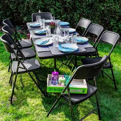 Amanka Garten-Sitzgruppe für 8 Personen, 180/74cm, Rattan , Kunststoff , Gartenmöbel, Gartengarnituren, Gartenmöbel-Sets