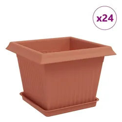 vidaXL Blumentopf Blumentöpfe 24 pcs Ziegelrot 23 x 23 x 17,5 cm Kunststoff (24 St) rot