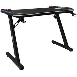 Minecraft Gamingtisch , Schwarz , Metall, Holzwerkstoff , rechteckig , Z-Form , 60x74x120 cm , Getränkehalter, Headsethalter , Büromöbel, Schreibtische, Schreibtische