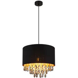 Globo Hängeleuchte , Grau, Klar, Schwarz, Goldfarben , Metall, Kunststoff, Glas, Textil , 120 cm , Ce , beliebig kürzbar , Lampen & Leuchten, Leuchtenserien