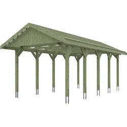 Skan Holz Wallgau - Satteldach Einzelcarport Breite 380 cm Gr. 2 - 380 x 750 cm Dachlattung Dachlattung farblich unbehandelt Holzcarport