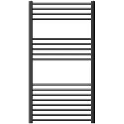 LuxeBath Elektrischer Badheizkörper Sahara 750x1200mm Anthrazit gerade Seitenanschluss + Heizstab 1200W Thermostat Handtuchheizkörper Handtuchwärmer