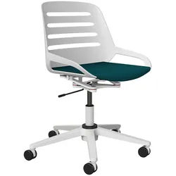 Aeris Drehstuhl , Weiß, Petrol , Metall, Kunststoff , Drehkreuz , 70x68x40 cm , Made in Germany , Wippfunktion, Sitzfläche 360° drehbar , Büromöbel, Bürostühle, Drehstühle