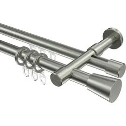 GARDINENSTANGE RUNDROHR-INNENLAUF Prestige Sitra 120 cm, 2-läufig, 20 mm Ø Edelstahl-Optik