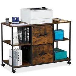 Relaxdays Rollcontainer , Braun , Kunststoff , 4 Fächer , 2 Schubladen , 100x67x40 cm , Büromöbel, Schreibtischcontainer, Rollcontainer