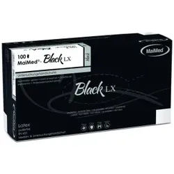 MaiMed® - Black LX Einmalhandschuhe Latex, schwarz, ungepudert, 1 Box = 100 Stück, Größe XL