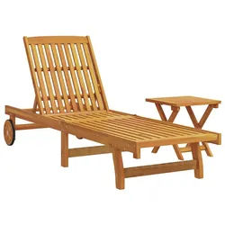 vidaXL Gartenliege Sonnenliege mit Tisch Massivholz, 1 St.